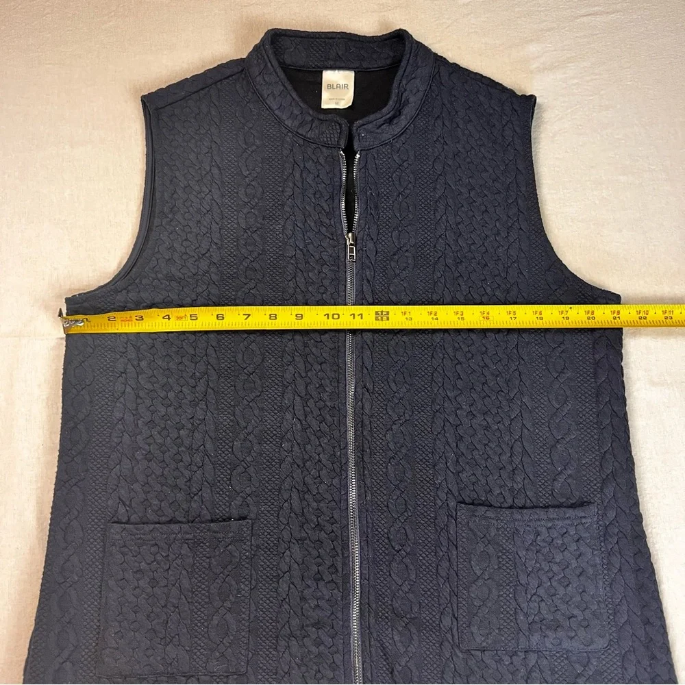 Blair Women’s Navy Sweater Vest Medium Full Zipper - Picture 4 of 7